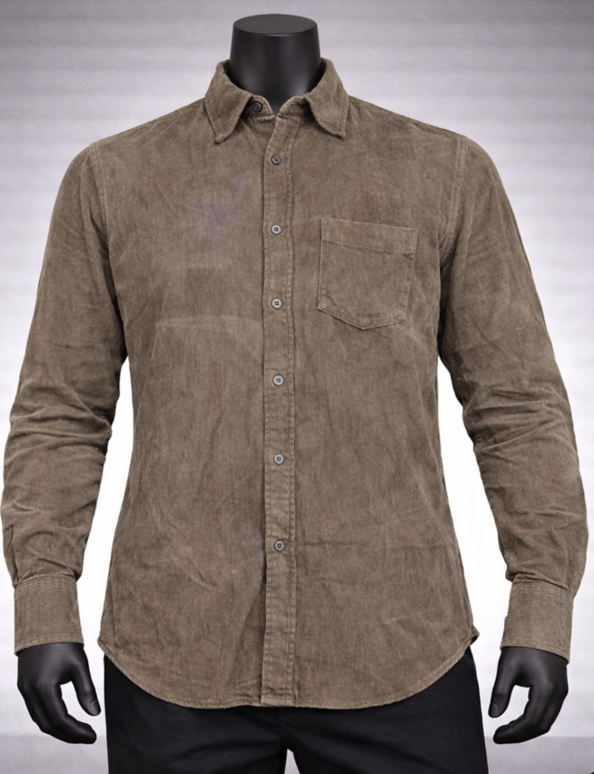 Brown Corduroy Casual Shirt_costumepeti