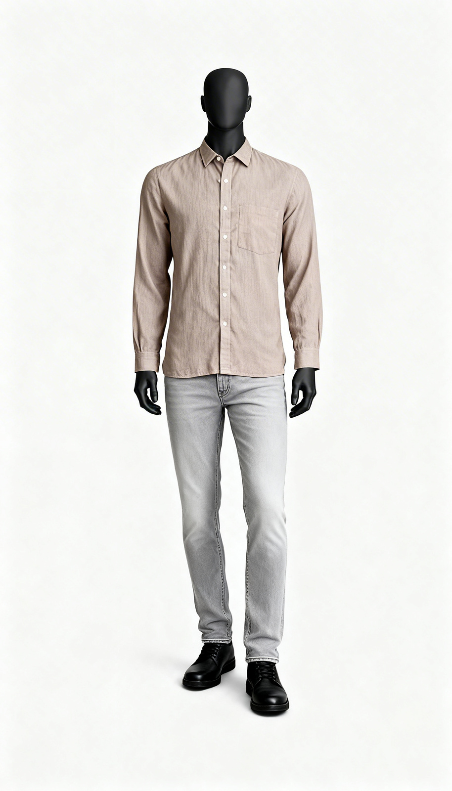 Men Beige Solid Formal Shirt