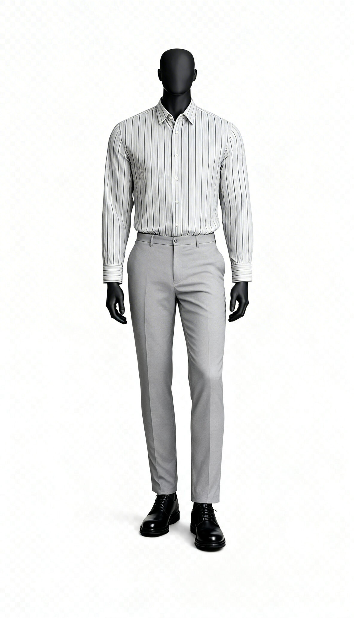 Grey Striped Casual Shirt_costumepeti