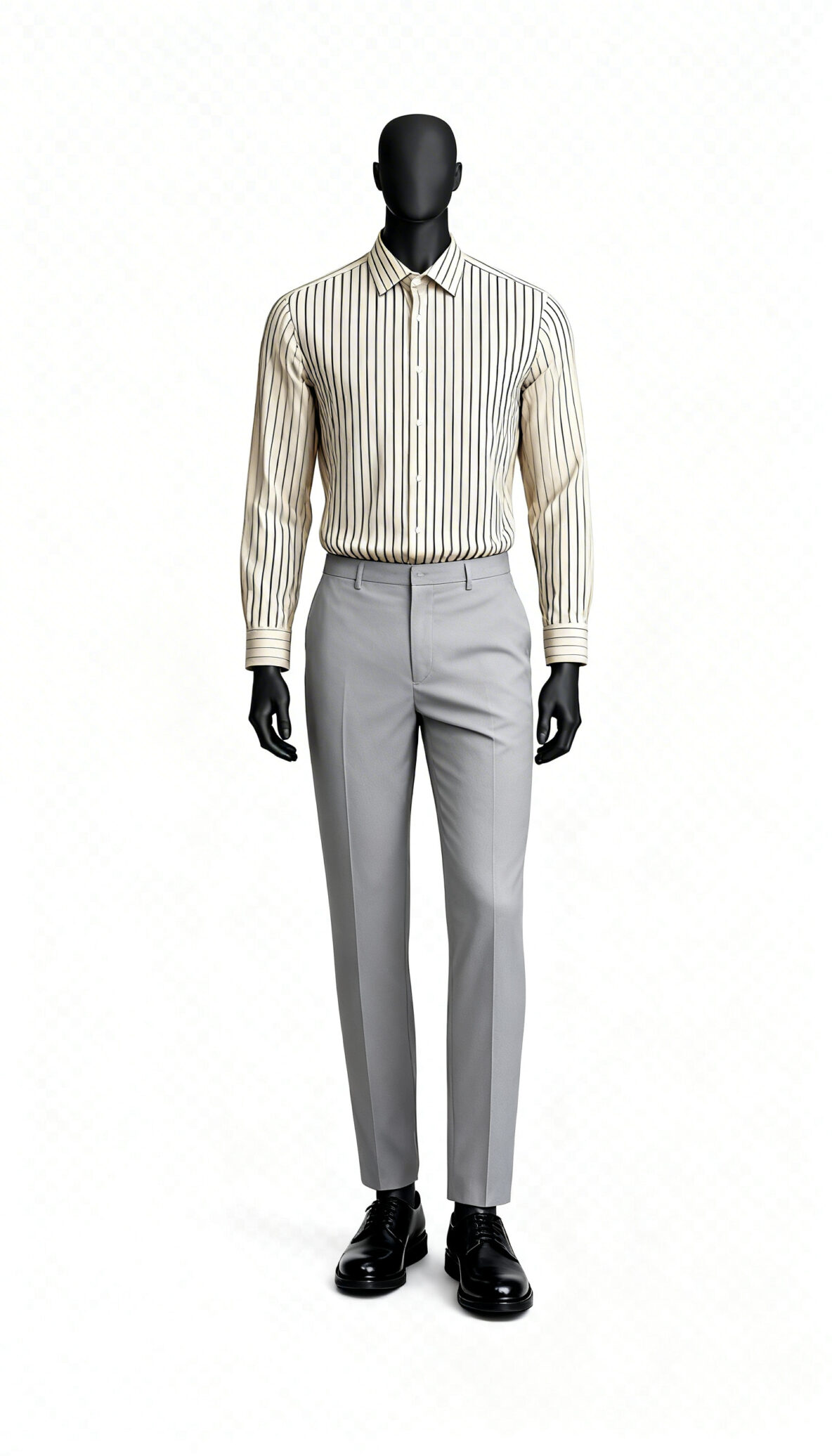 Beige Pinstripe Casual Shirt_costumepeti