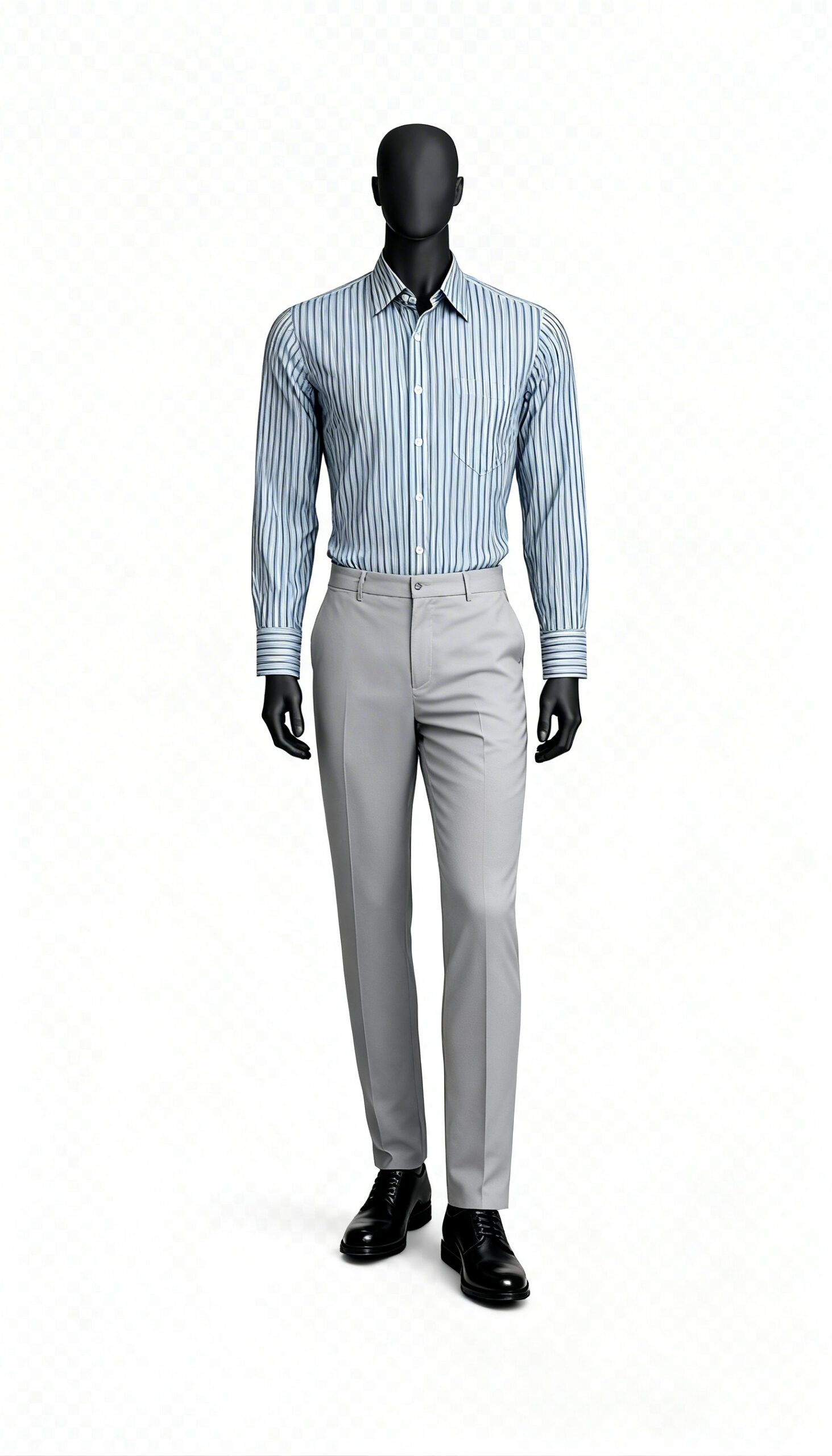 Blue Striped Casual Shirt_costumepeti