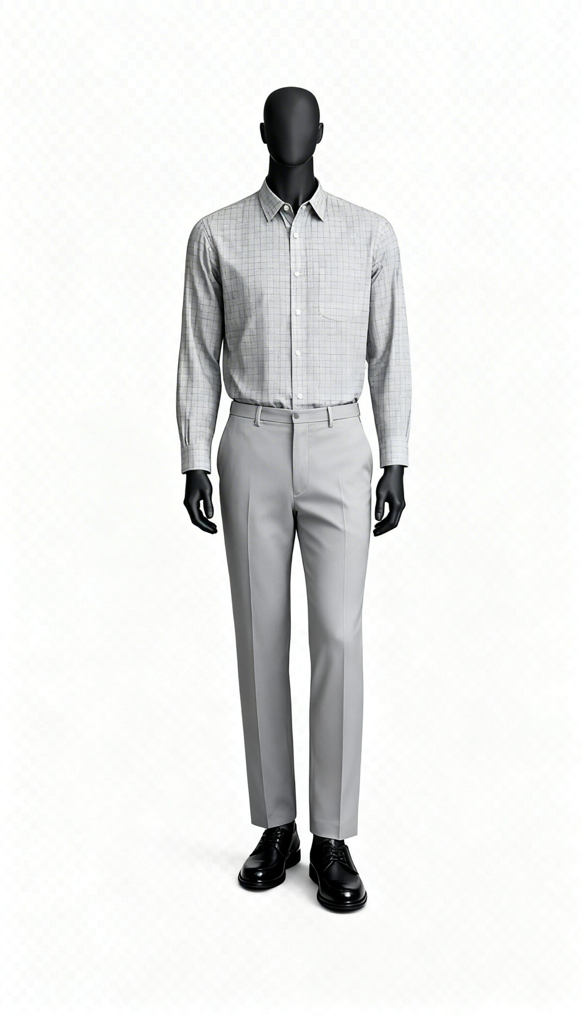 Grey Checked Casual Shirt_costumepeti