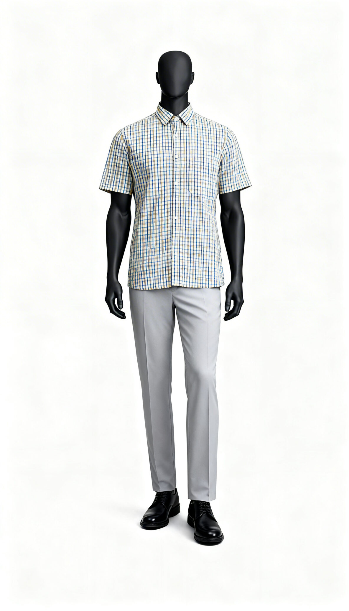 Men Checked Yellow Blue Shirt costumepeti