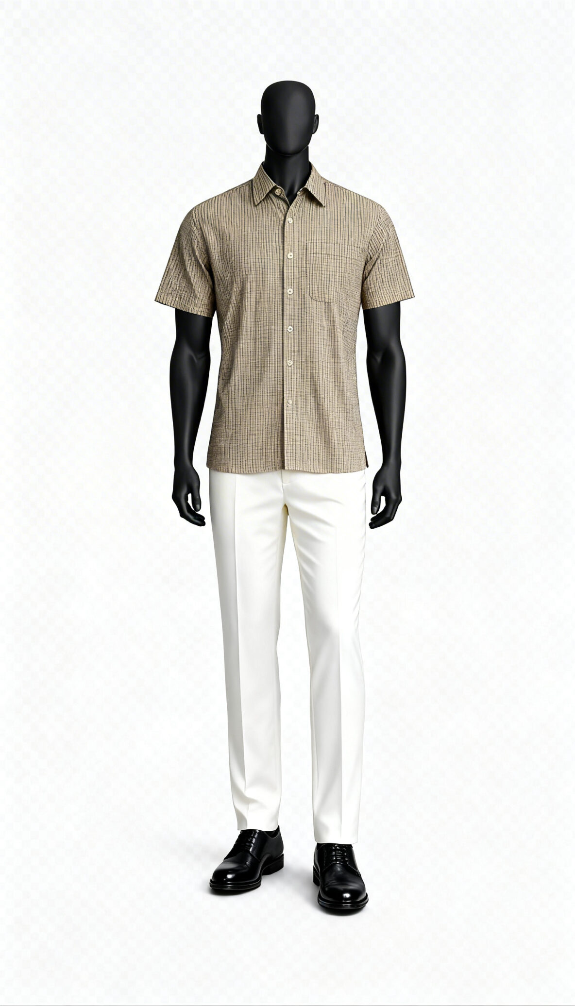 Men Olive Micro Check Shirt_costumepeti