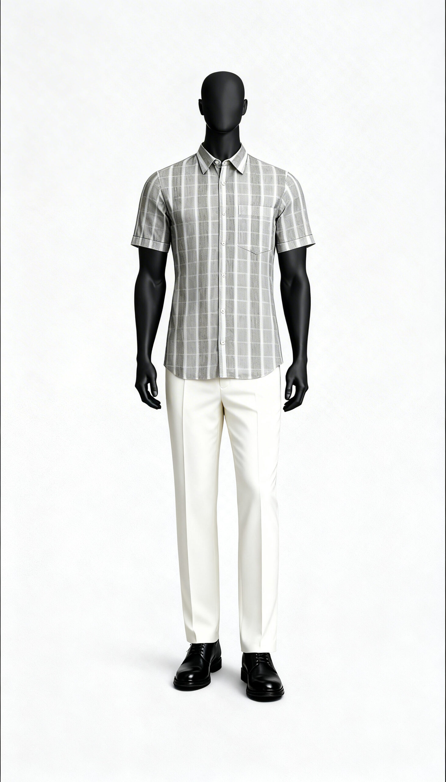 Men Checked Short Sleeve Casual Shirt_costumepeti