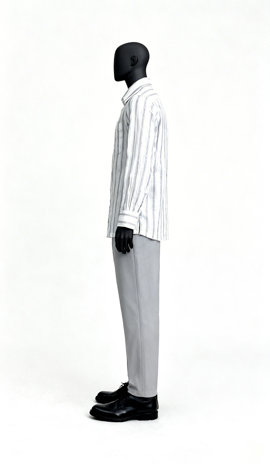 Men White Striped Formal Shirt - Image 3