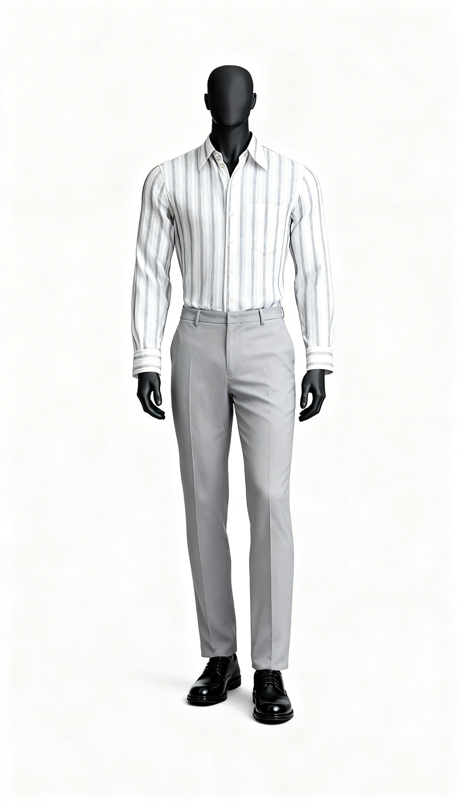 Men White Striped Formal Shirt