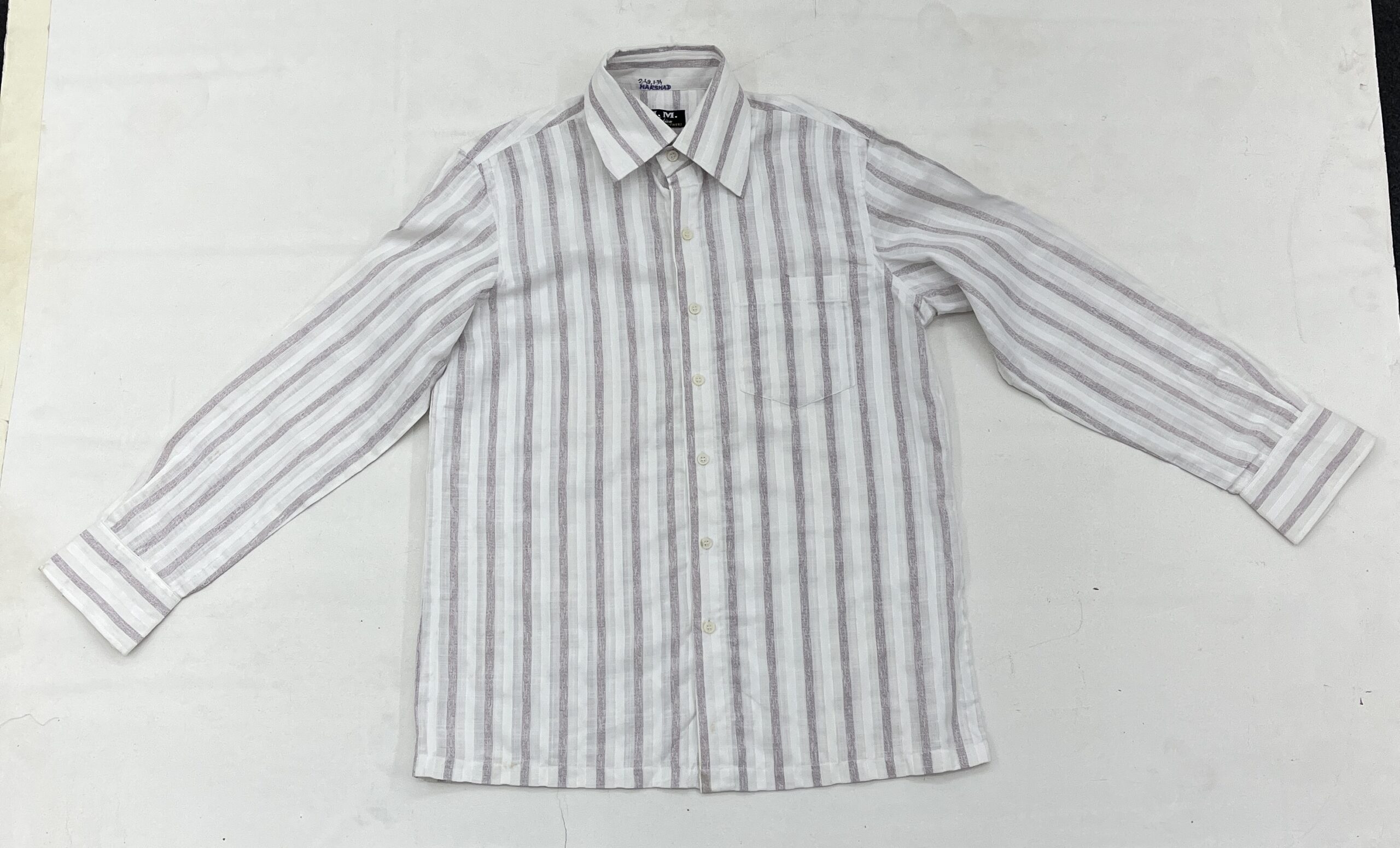 Men White Striped Formal Shirt - Image 4