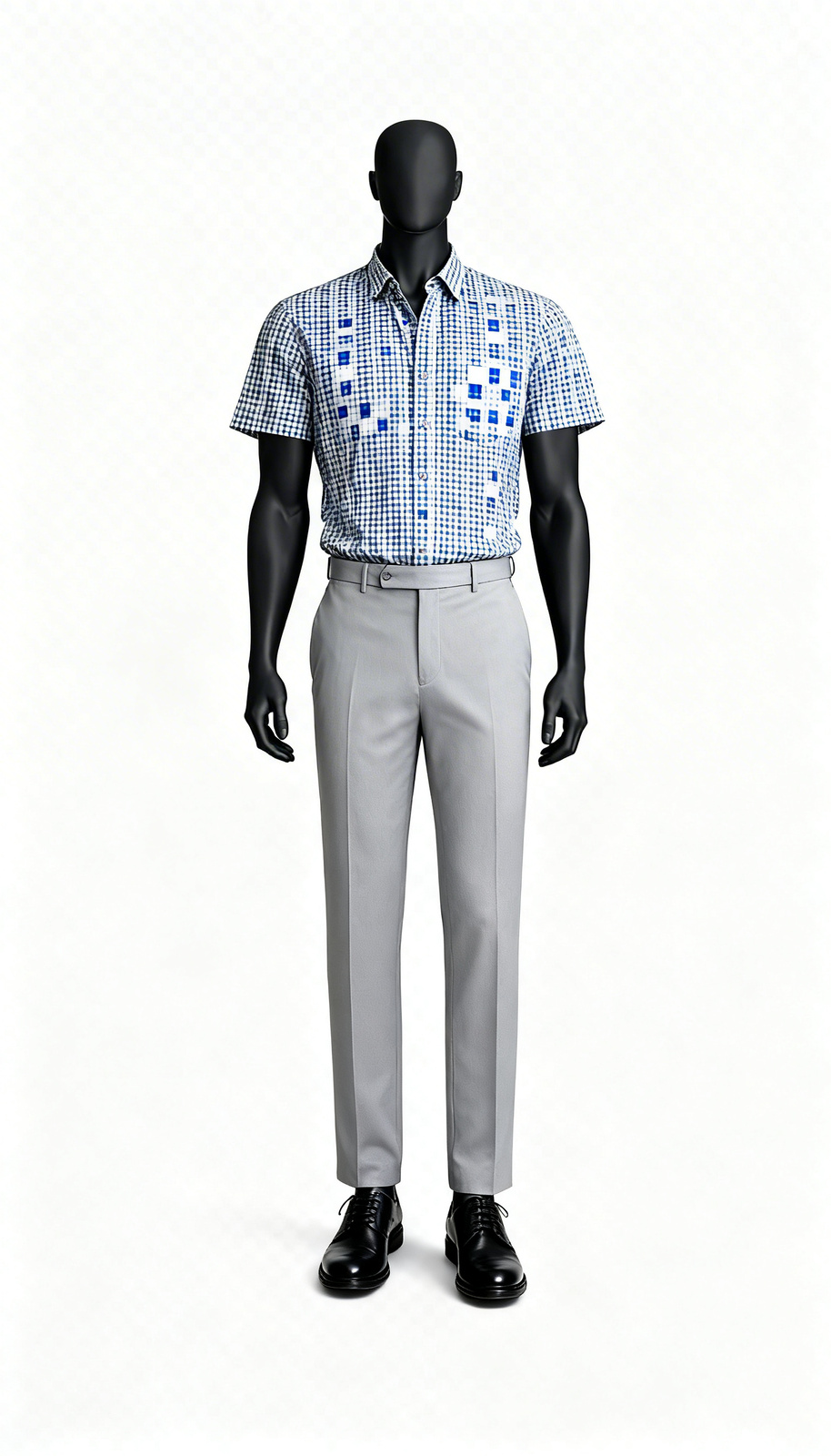 Men Blue Checked Casual Shirt