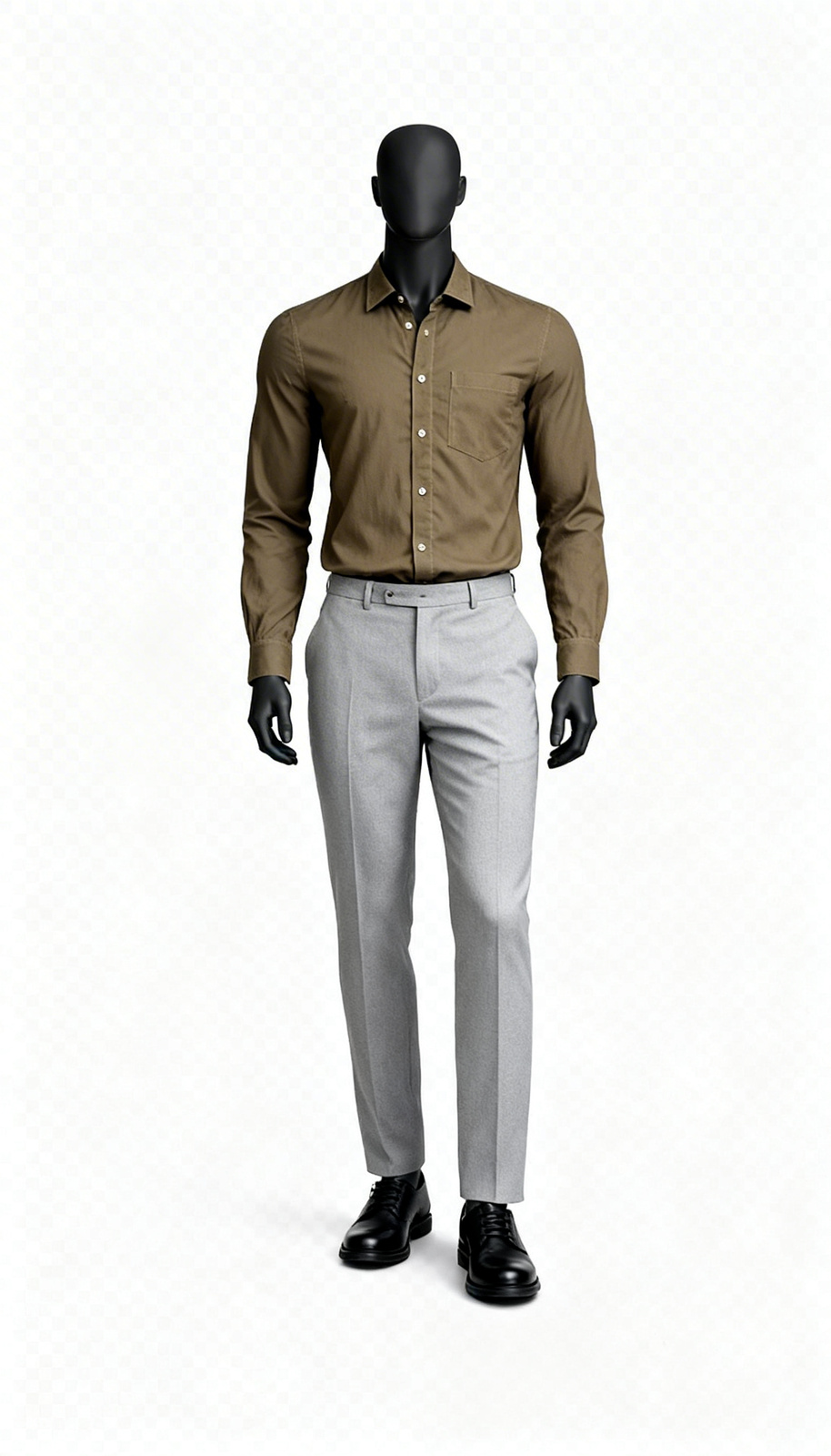 Men Olive Solid Formal Shirt