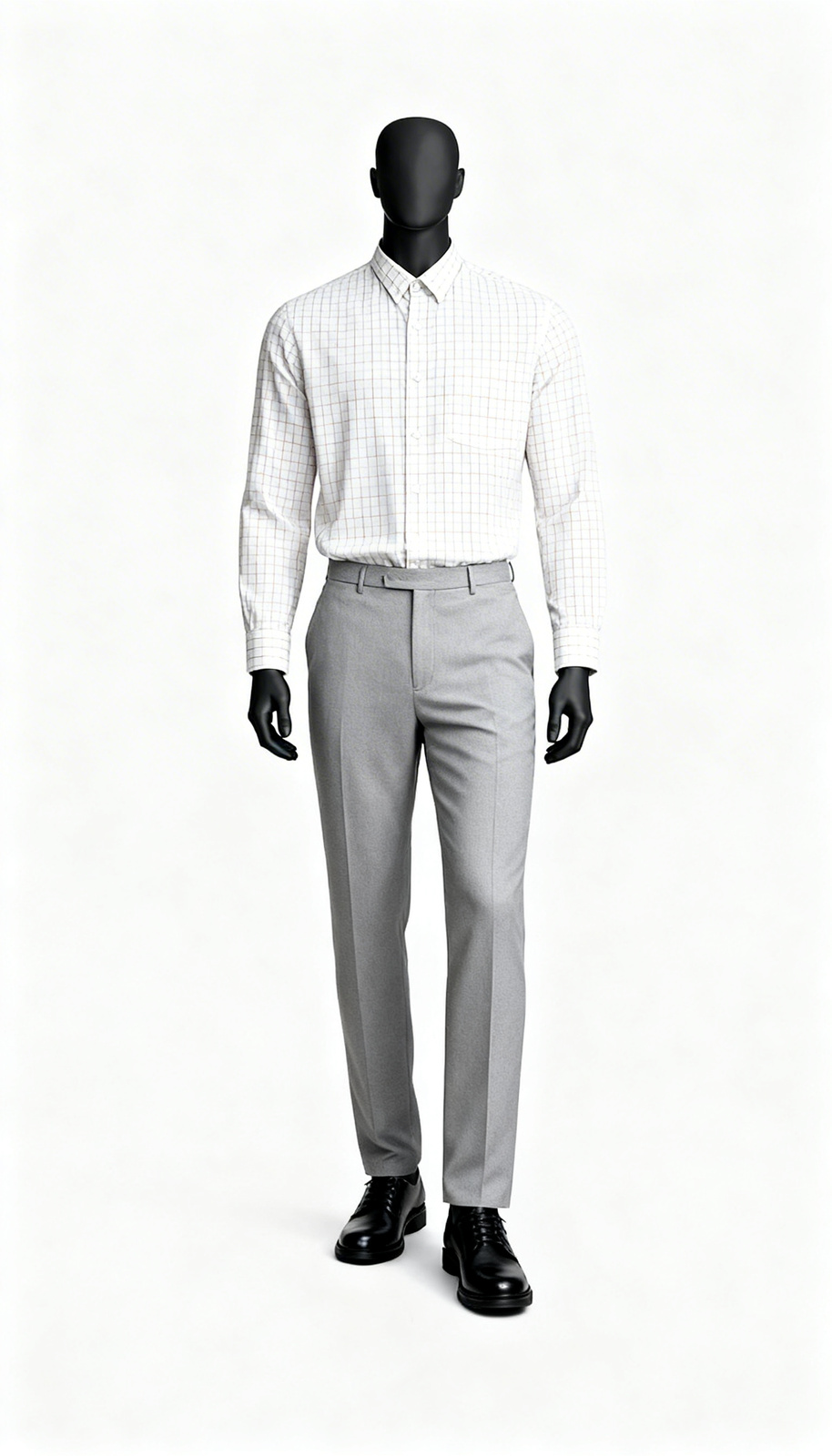 Men White Checked Formal Shirt