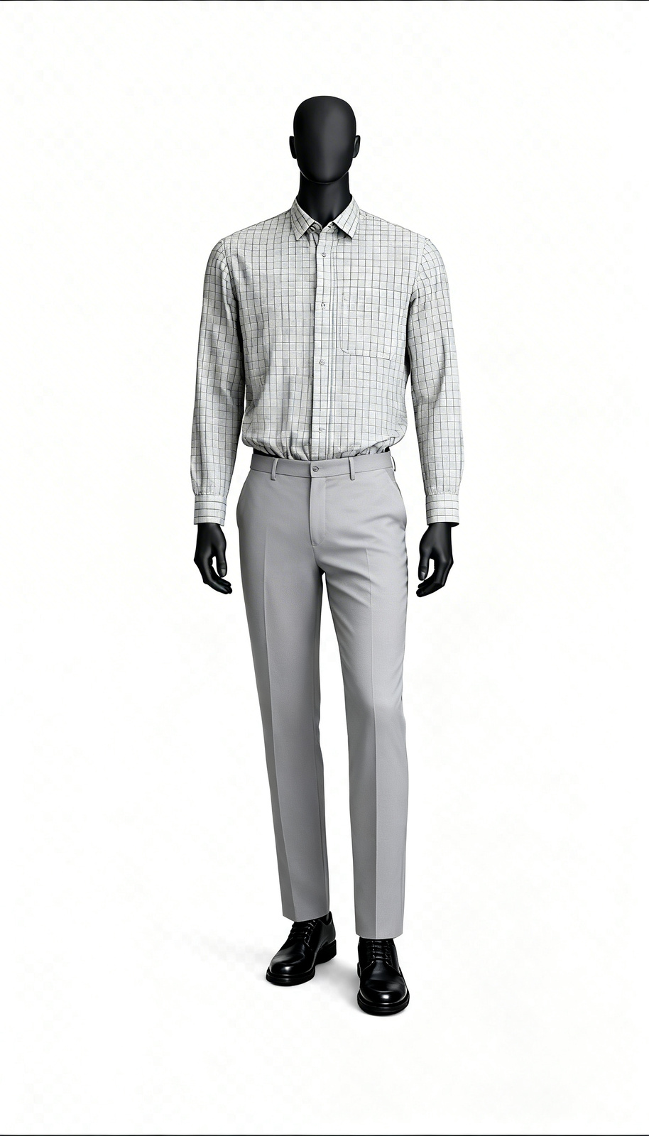 Men Grey Checked Formal Shirt
