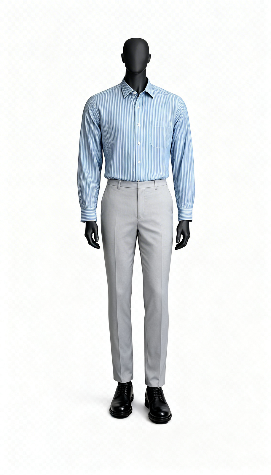 Men Blue White Stripe Formal Shirt
