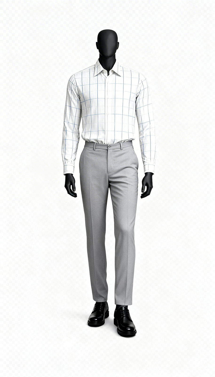 Men White Check Shirt