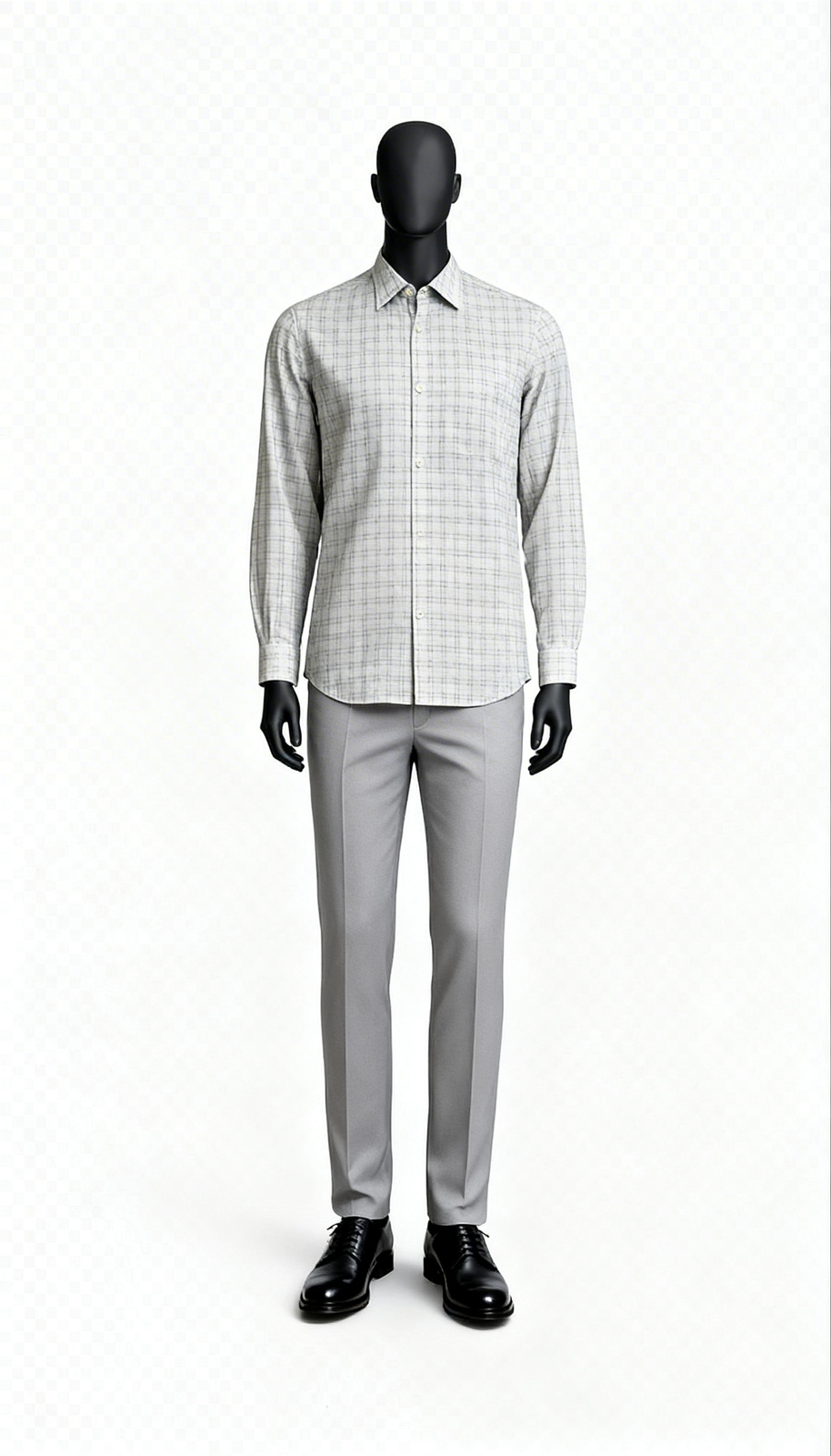 Men Light Grey Check Shirt