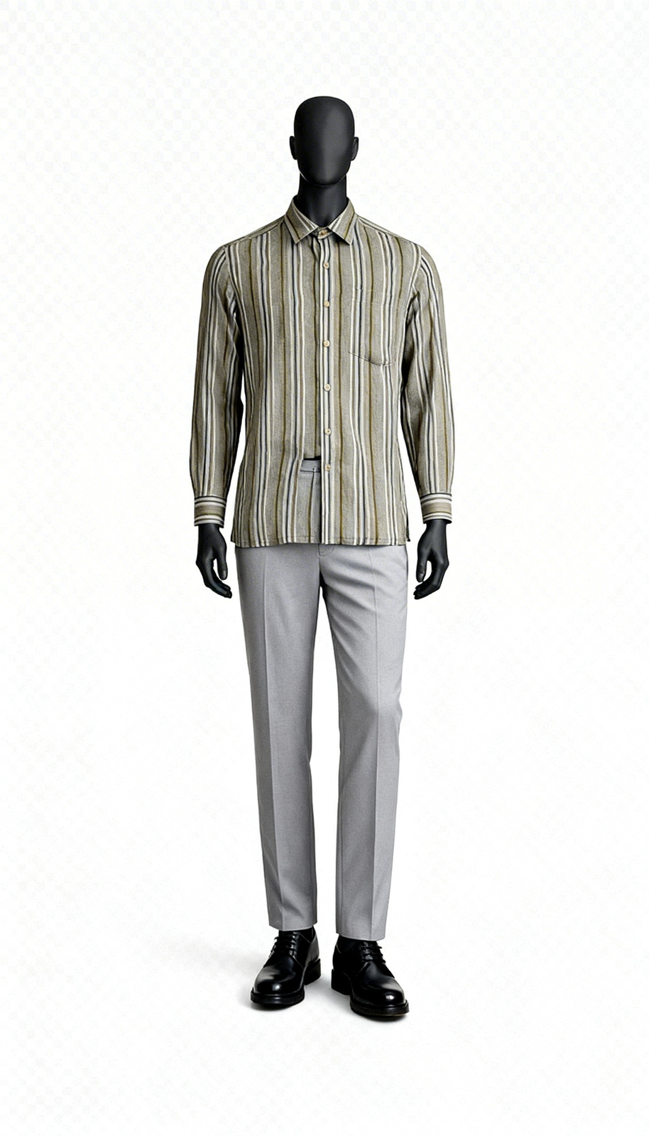 Men Olive Striped Shirt