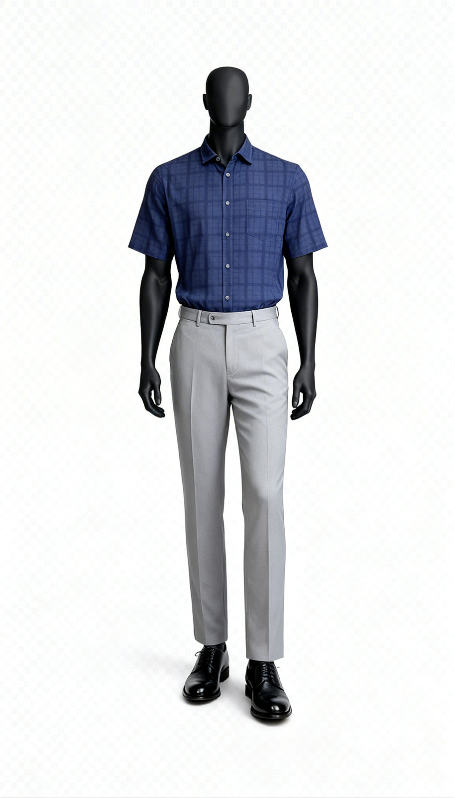 Men Navy Checked Formal Shirt