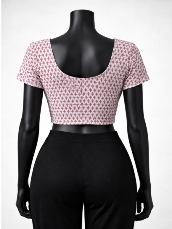 Women White Printed Saree Blouse