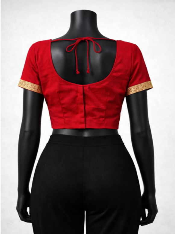 Women Red Solid Saree Blouse