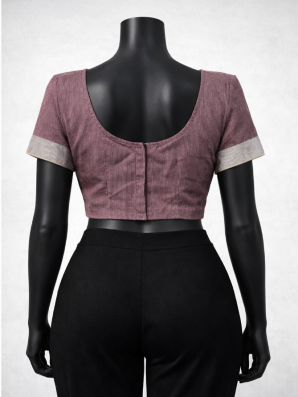 Women Brown Textured Saree Blouse