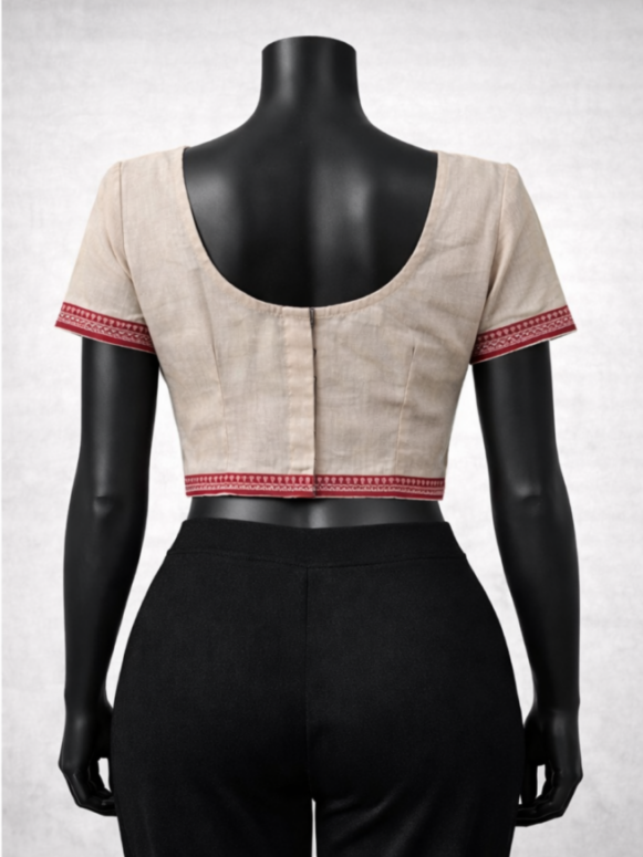 Women Beige Solid Saree Blouse