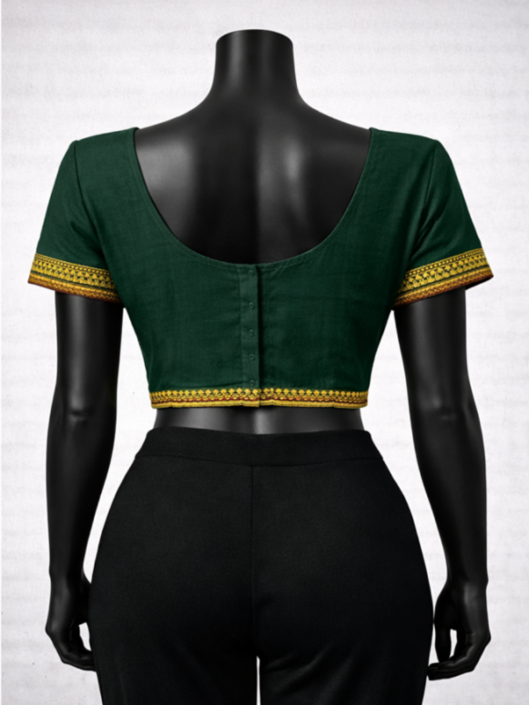 Women Dark Green Solid Saree Blouse