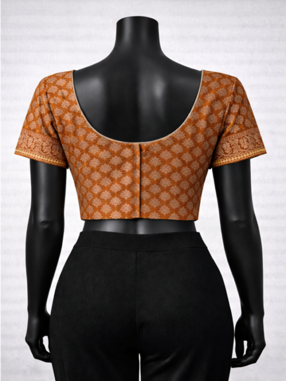 Women Orange Printed Saree Blouse