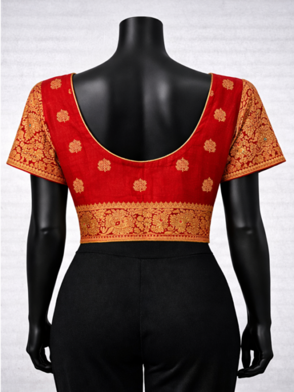 Red Brocade Blouse