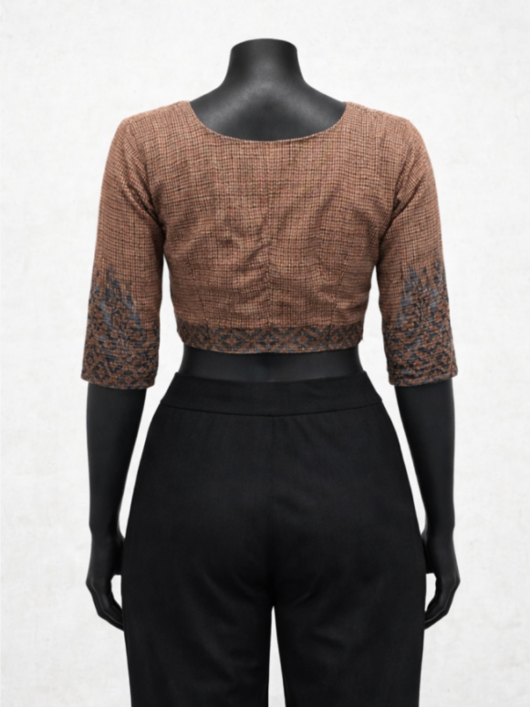 Brown Checked Blouse