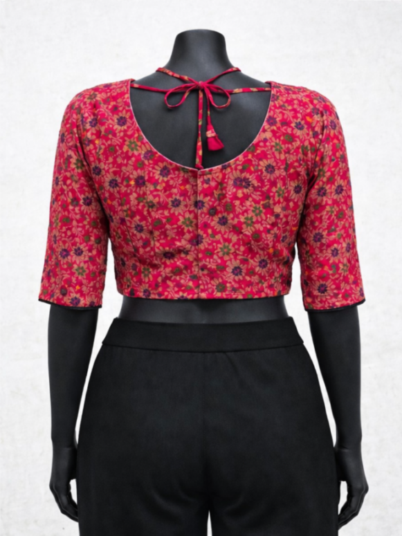 Pink Floral Brocade Blouse
