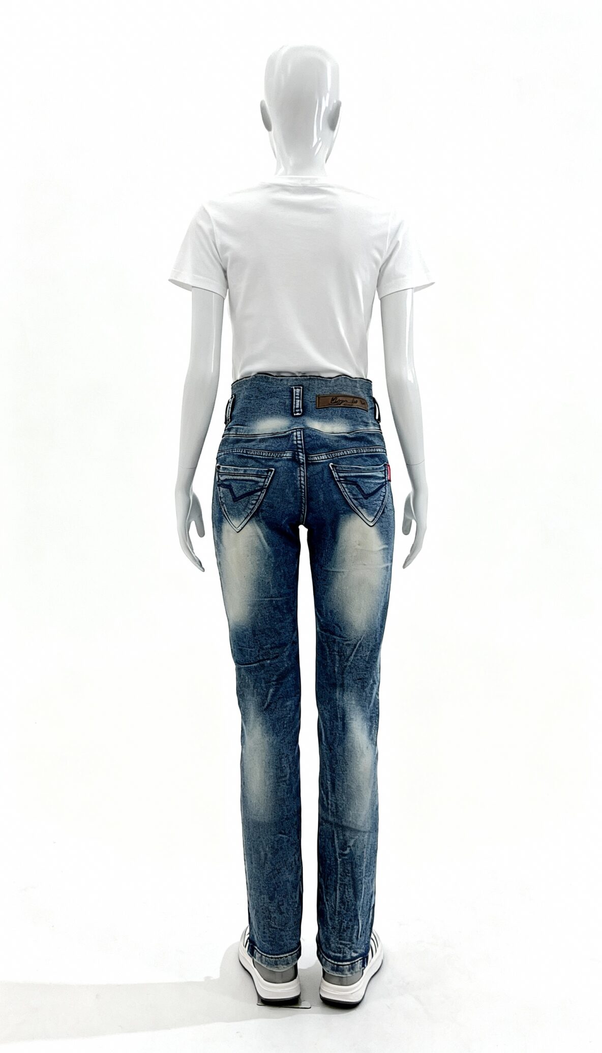 Women High-Waist Washed Denim Jeans