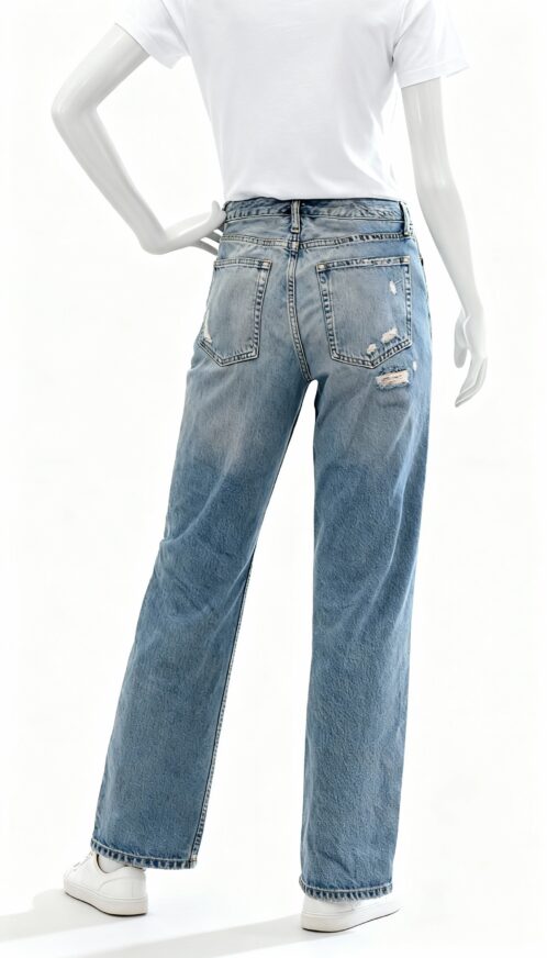 Men's Light Blue Distressed Relaxed Fit Jeans