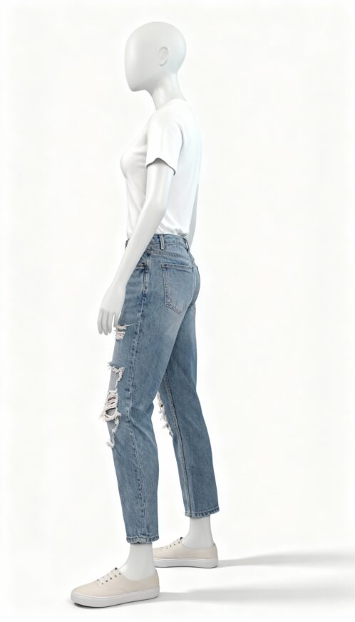 Men's Light Blue Distressed Relaxed Fit Jeans - Image 3