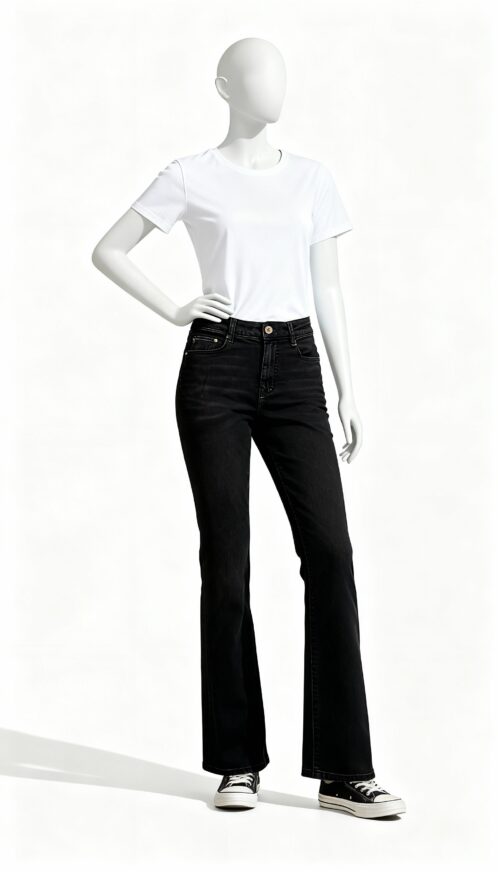 Women’s Black Bootcut Denim Jeans - Image 2