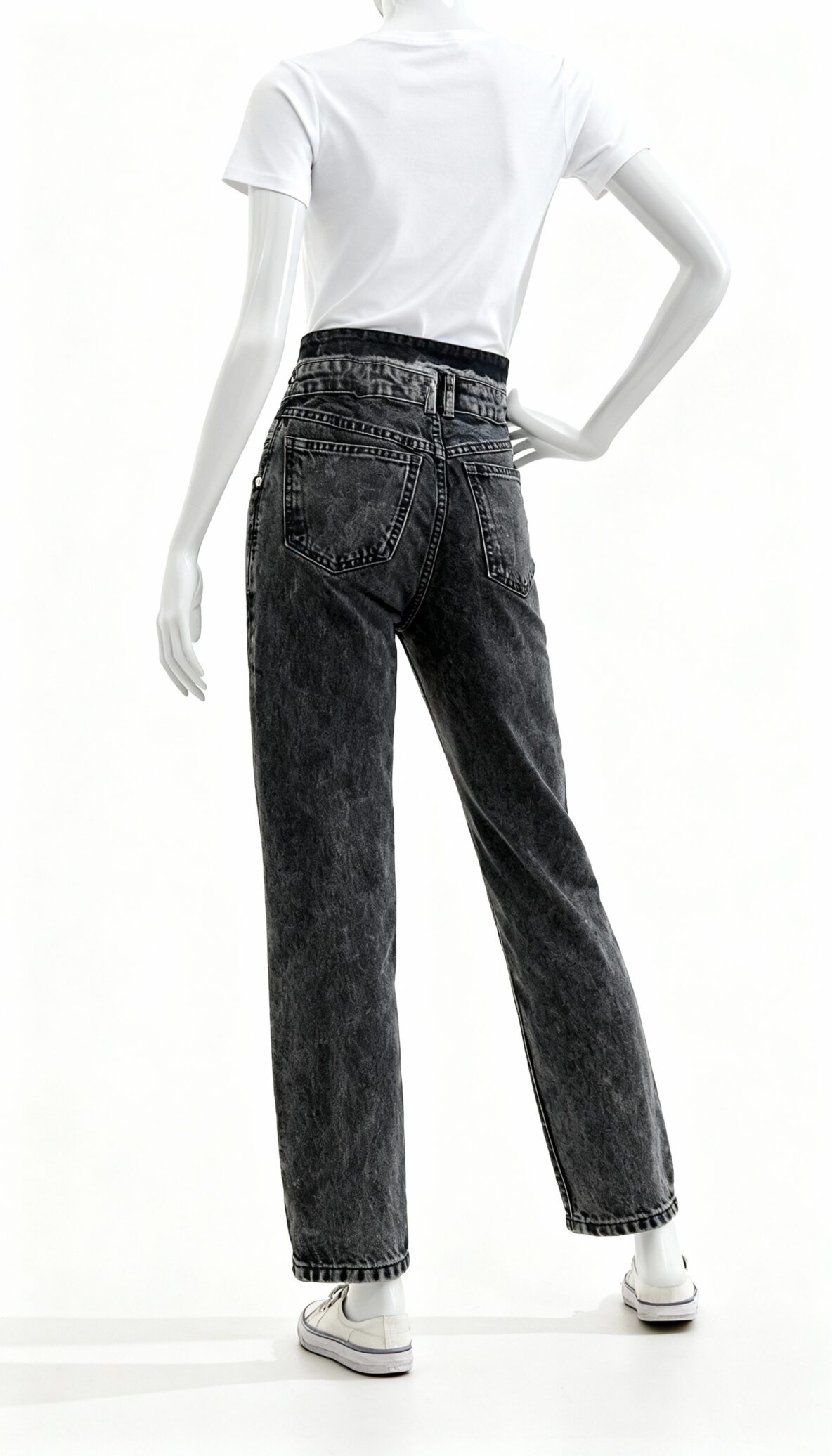 Women’s Washed Black Relaxed Fit Denim Jeans