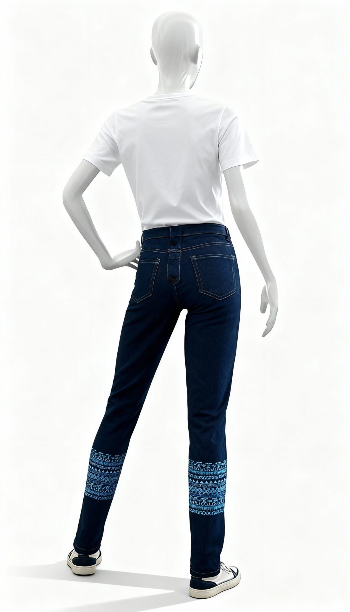 Women’s Dark Blue Embroidered Skinny Denim Jeans