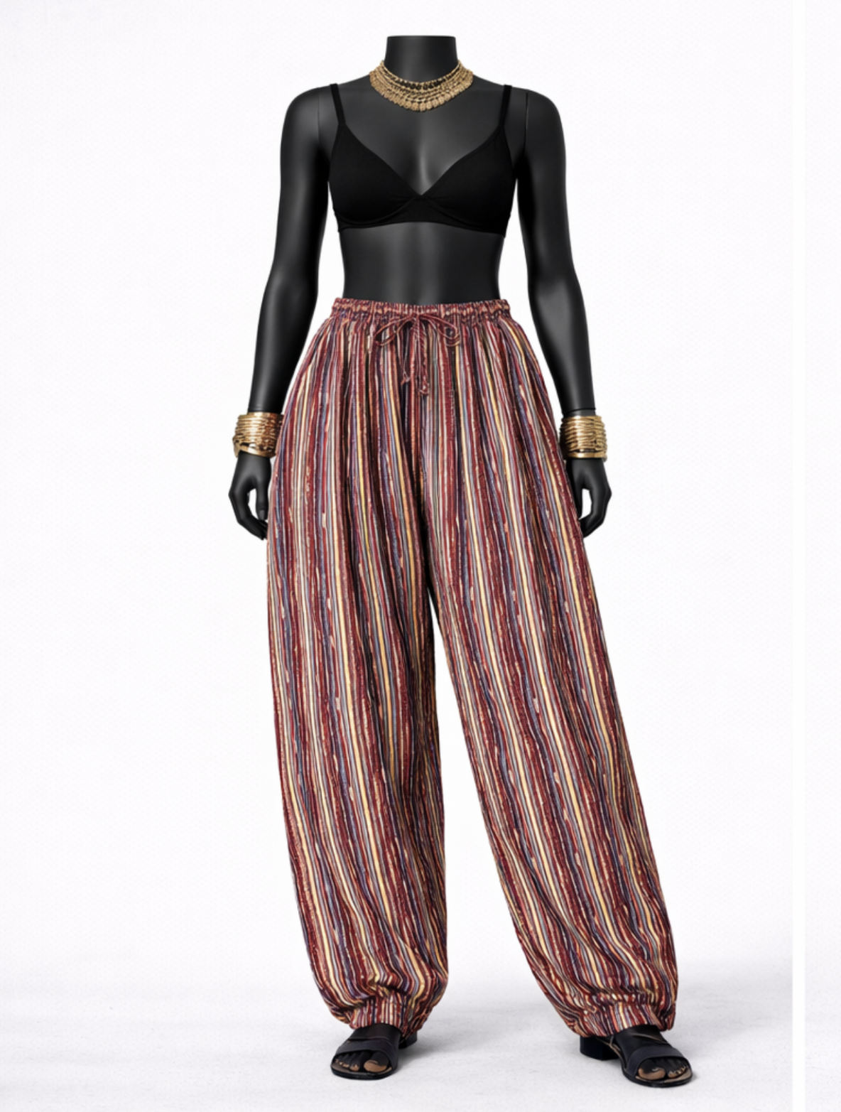 Maroon Striped Salwar Pants - Costumepeti