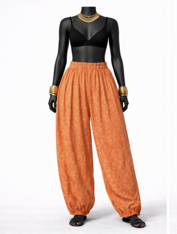 Orange Self Design Salwar Pants - Costumepeti