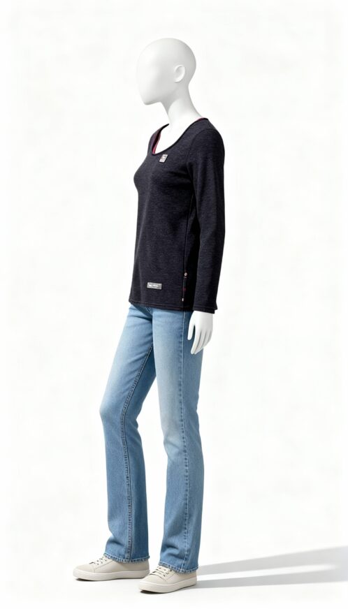 Black Wide Neck Winter Thermal Top - Image 2