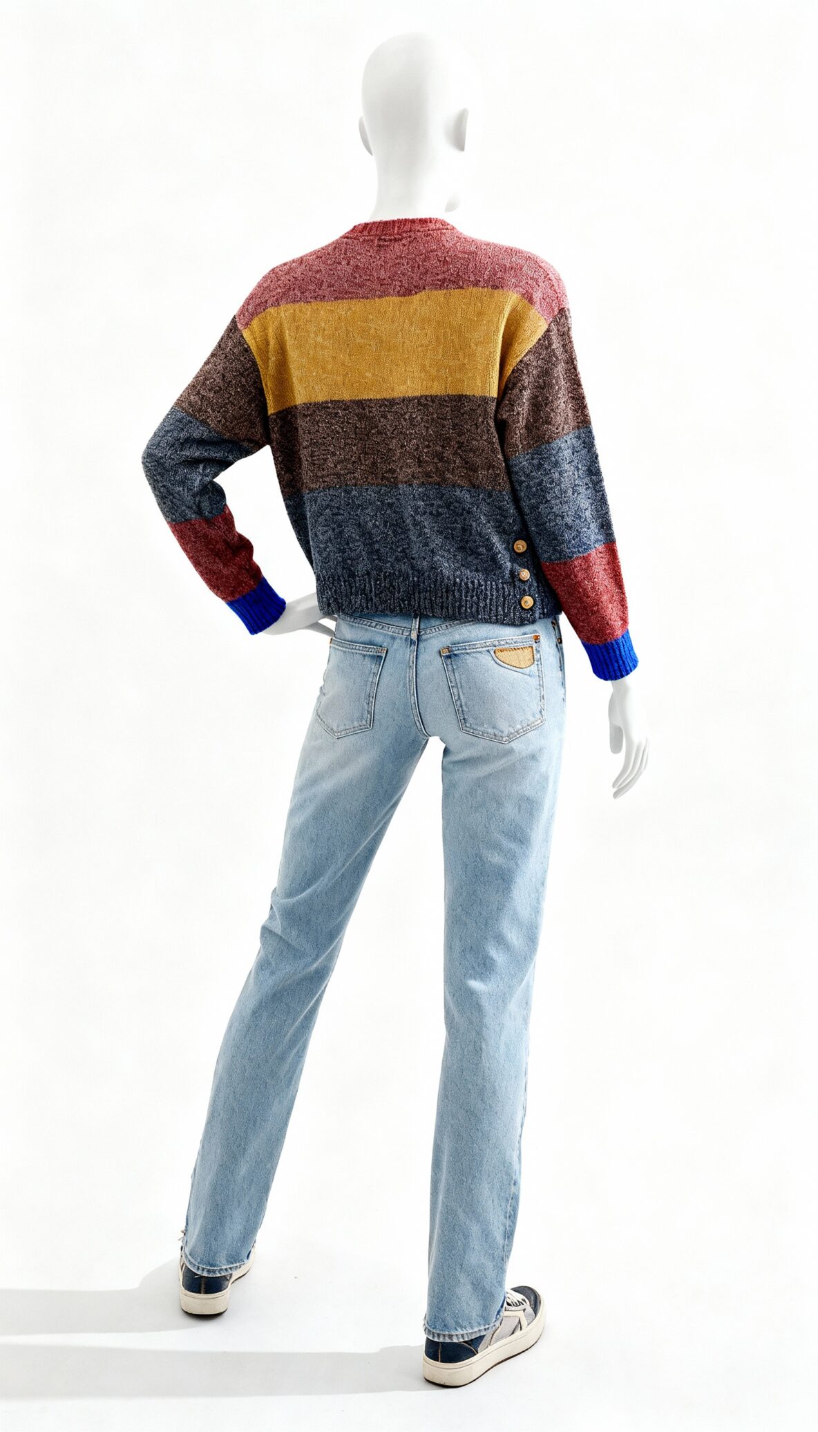 Women’s Multicolor Striped Knitted Pullover Sweater