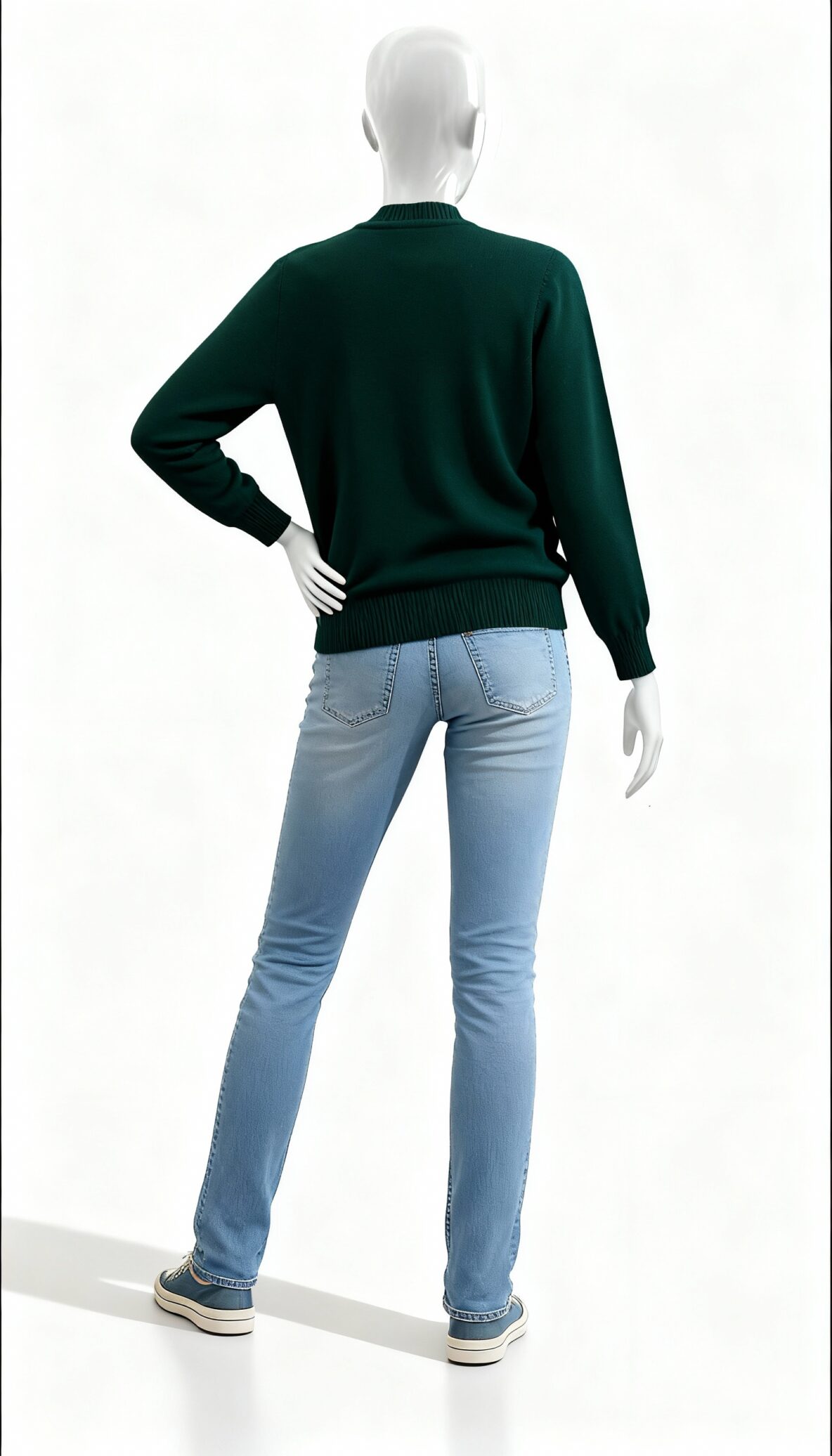 Men’s Solid Dark Green V-Neck Winter Sweater