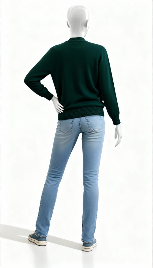 Men’s Solid Dark Green V-Neck Winter Sweater