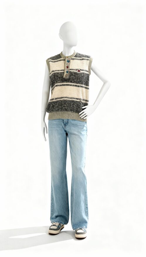 Wool-Blend Sleeveless Winter Sweater Vest - Image 2