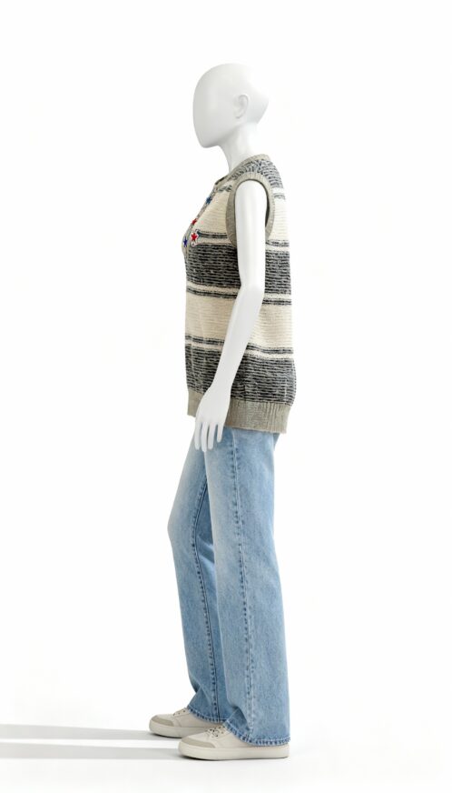 Wool-Blend Sleeveless Winter Sweater Vest - Image 3