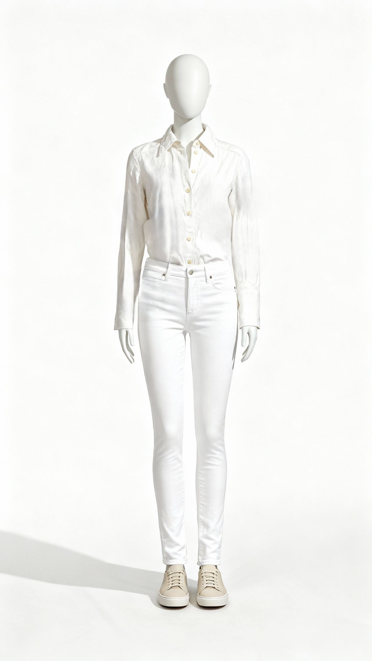 White Long-Sleeve Button-Down Shirt