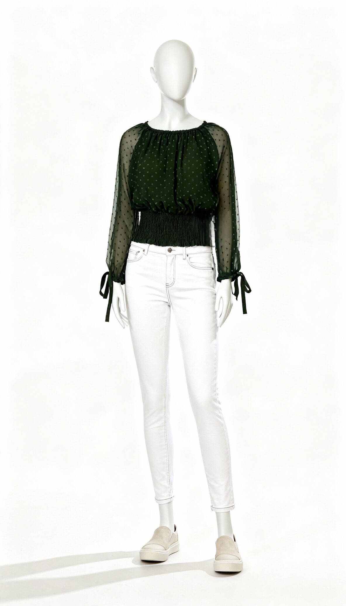 Black Sheer Smocked Off-Shoulder Top