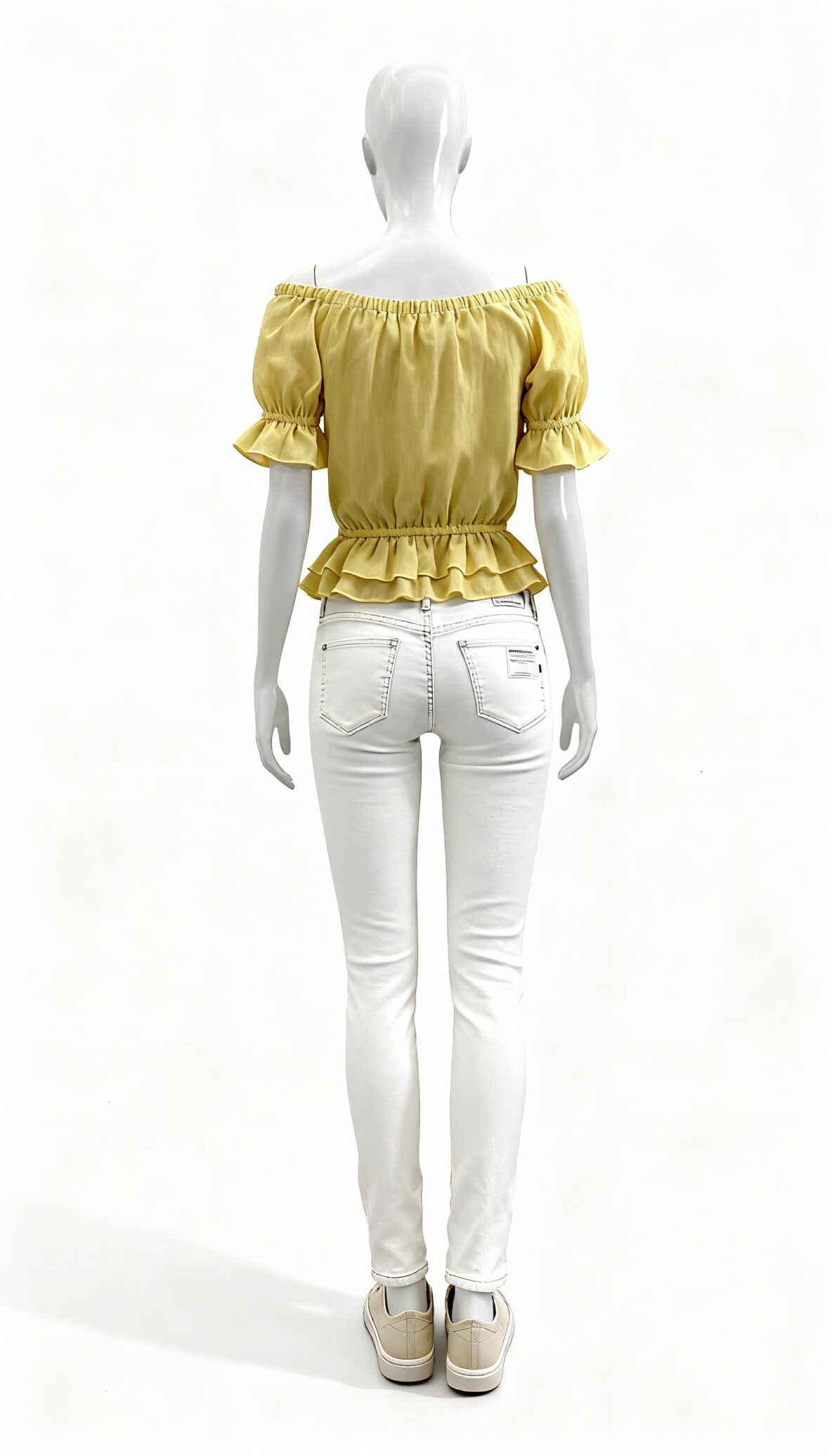 Yellow Ruffled Off-Shoulder Top