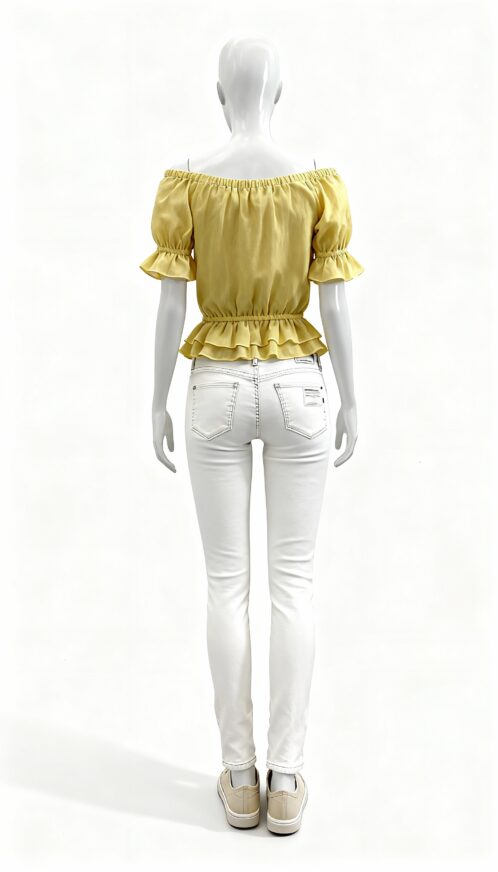 Yellow Ruffled Off-Shoulder Top