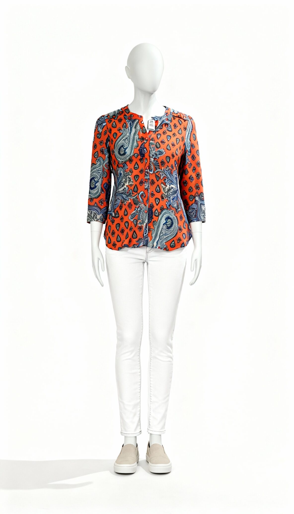 Orange Paisley Print Blouse