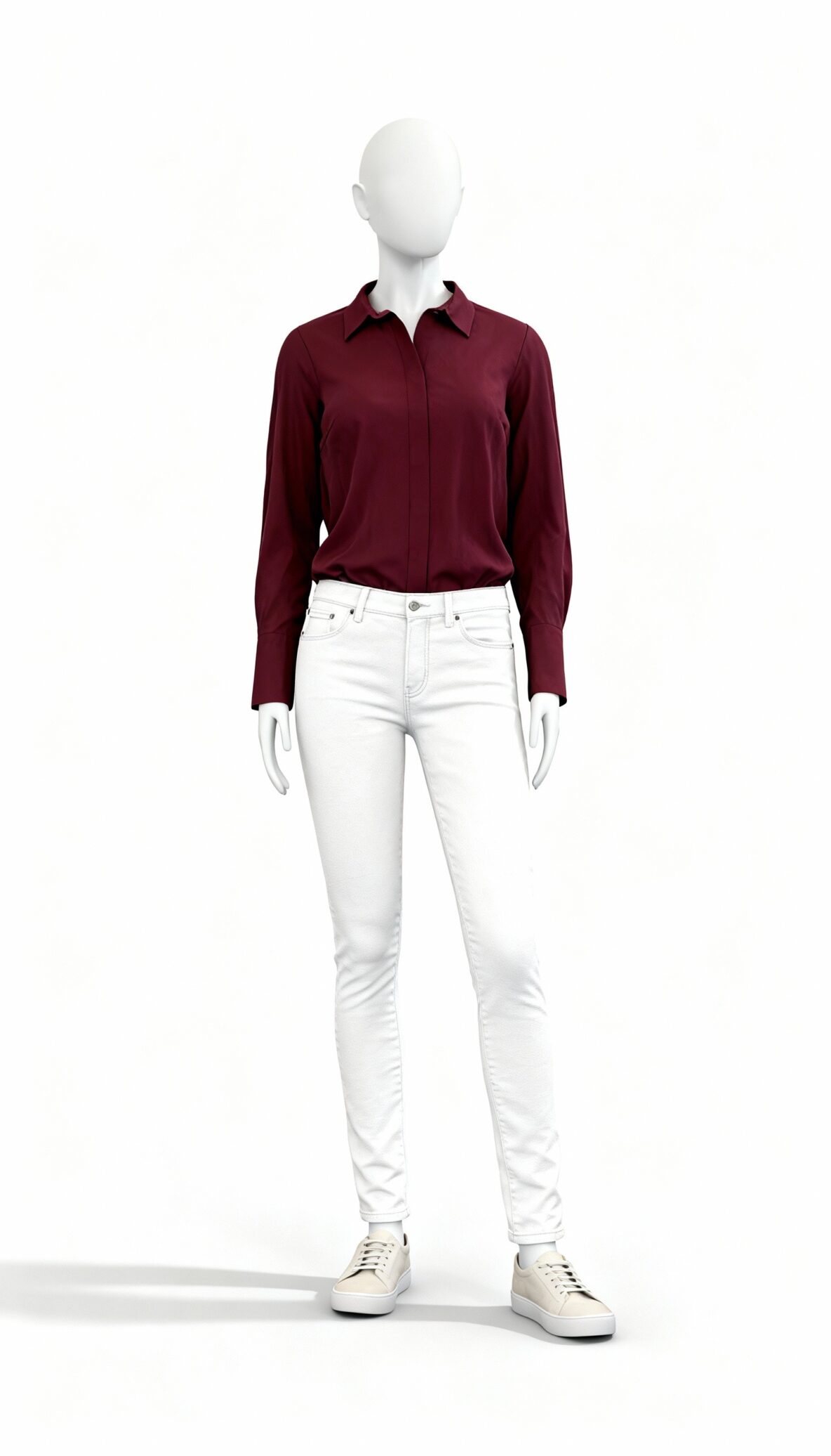 Maroon Solid Long Sleeve Shirt